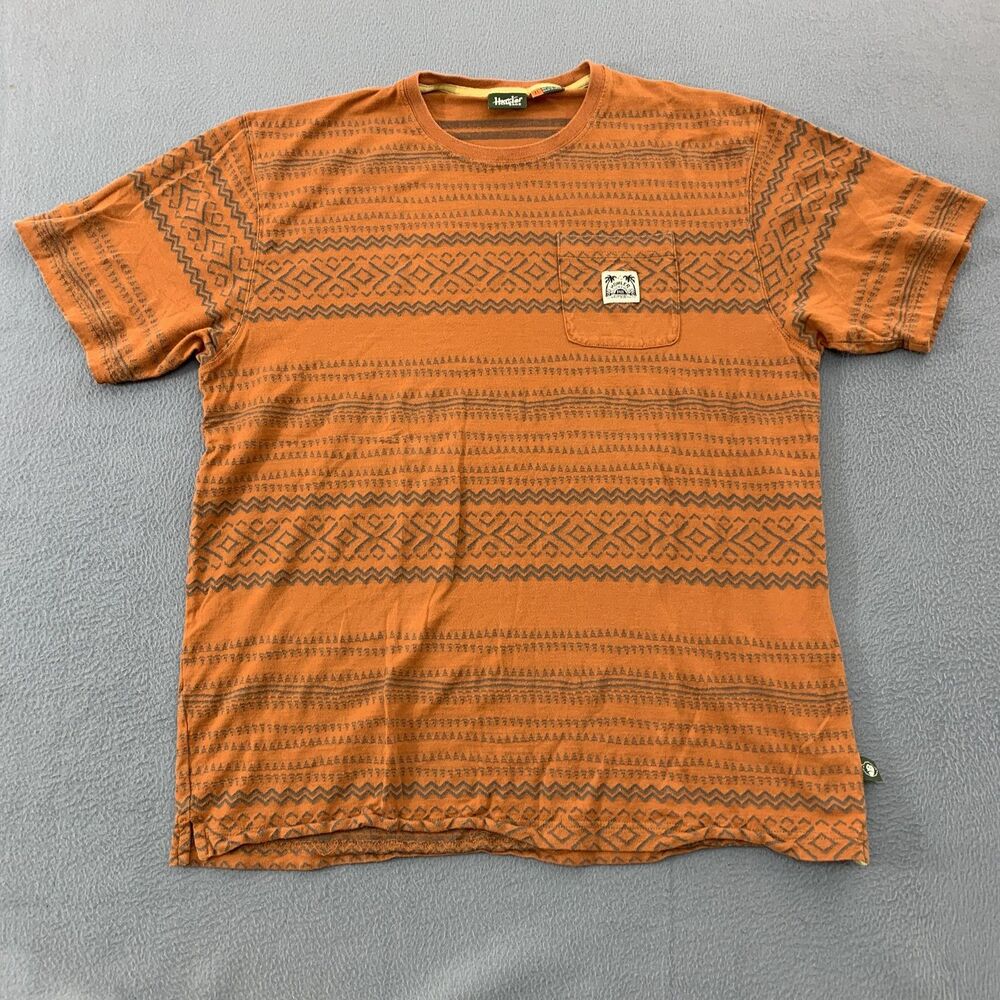 Howler Bros Shirt Mens XL Orange Geometric Pocket Tee Short Sleeve Cotton